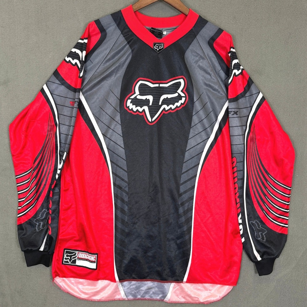 Fox Racing Jersey Men XXL Red Black Motocross Long Sleeve Polyester Riding MX